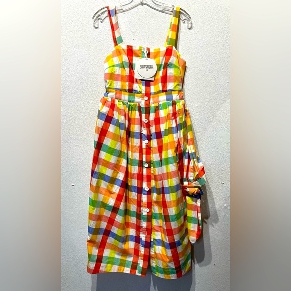 NWT Christopher John Rodgers For Target Multi Colored Plaid Midi Dress - Picture 3 of 9